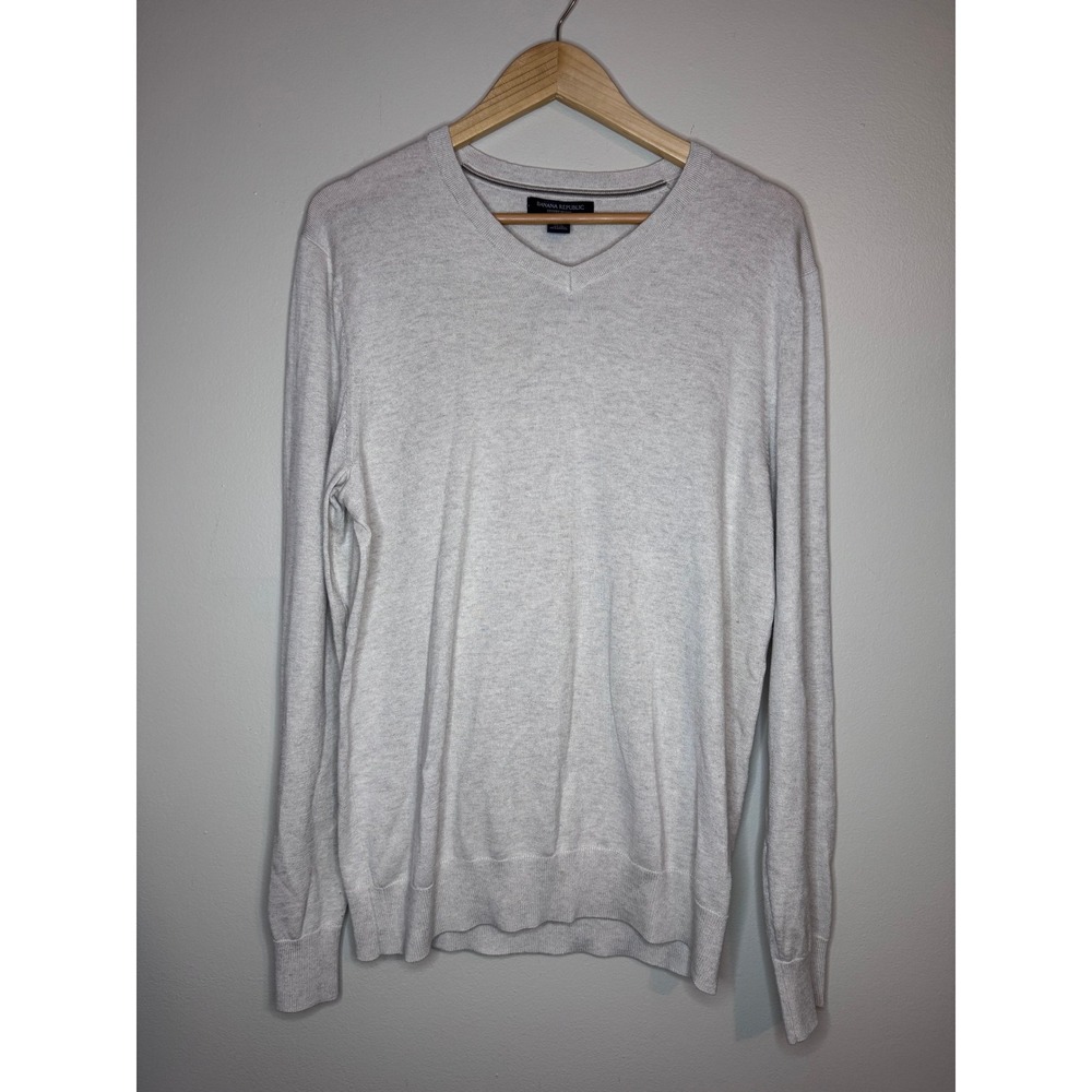 Banana Republic Luxury Blend V Neck Sweater Silk Cashmere Beige Women's M